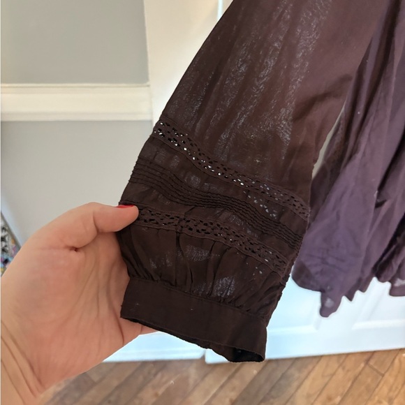 We The Free Free People Victorian Buttondown Top - Size S - Deep Eggplant Purple - Picture 4 of 11